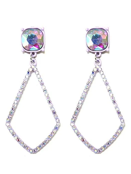 VE3025 Iridescent Post Rhinestone Kite Earrings