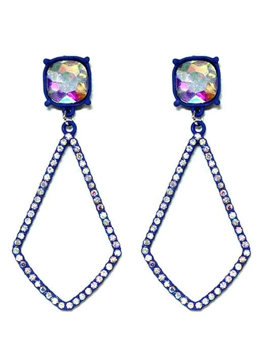 VE3025 Iridescent Post Rhinestone Kite Earrings