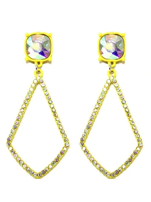 VE3025 Iridescent Post Rhinestone Kite Earrings