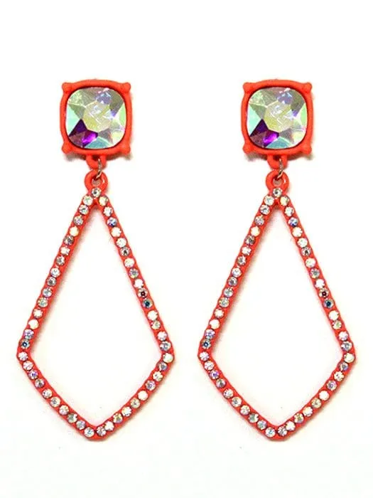 VE3025 Iridescent Post Rhinestone Kite Earrings