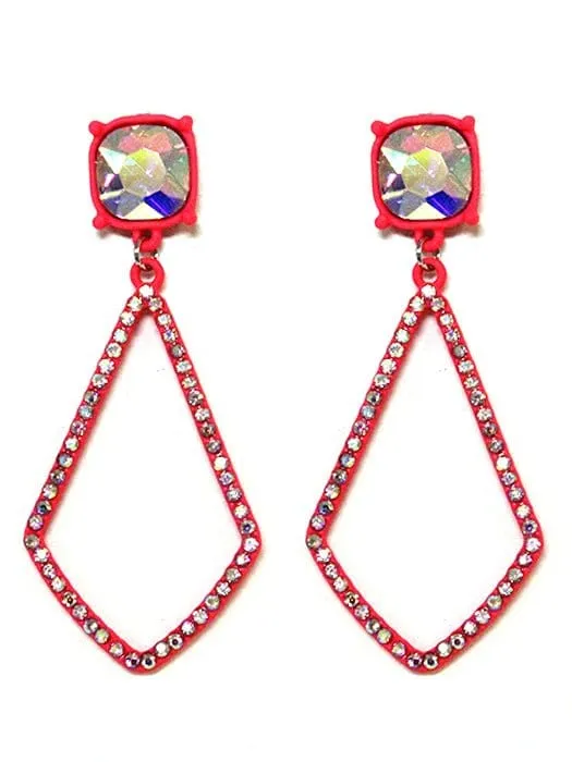 VE3025 Iridescent Post Rhinestone Kite Earrings