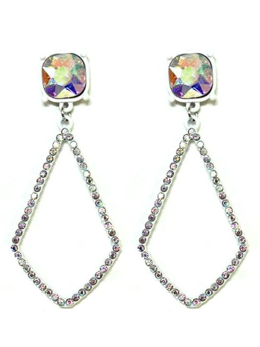 VE3025 Iridescent Post Rhinestone Kite Earrings