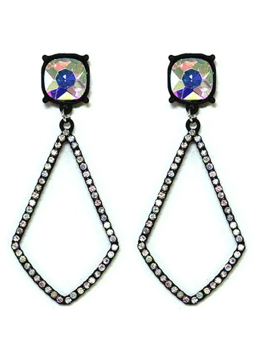 VE3025 Iridescent Post Rhinestone Kite Earrings