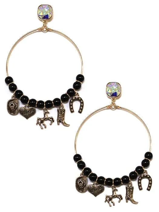 VE3426 Western Cowgirl Charm Earrings