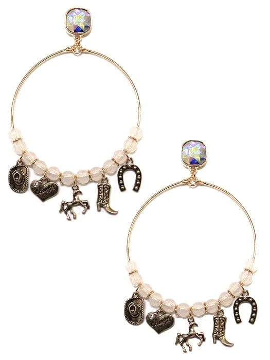 VE3426 Western Cowgirl Charm Earrings