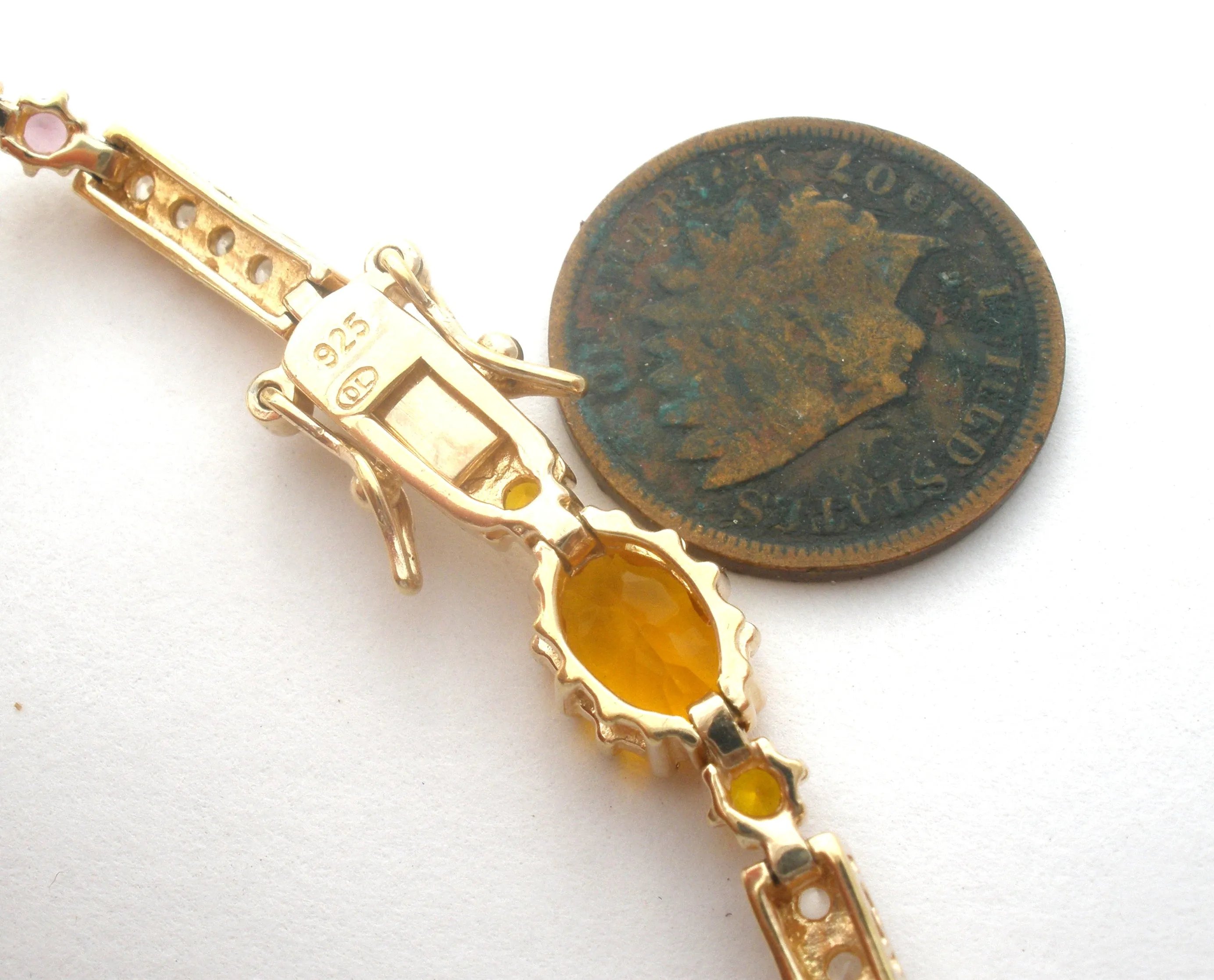 Vermeil Multi Gemstone Bracelet DL 7.25"