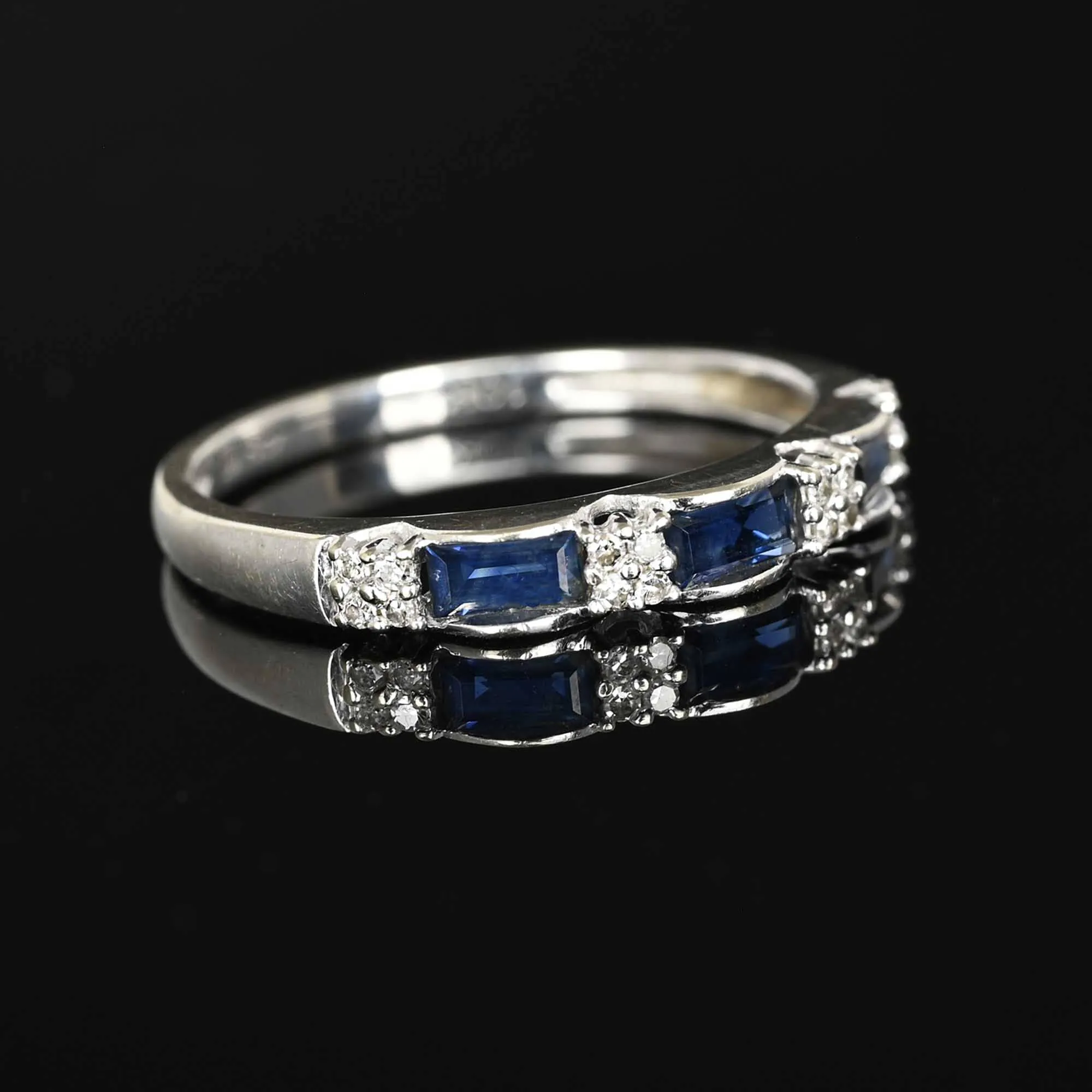 Vintage Diamond Baguette Sapphire Band Ring