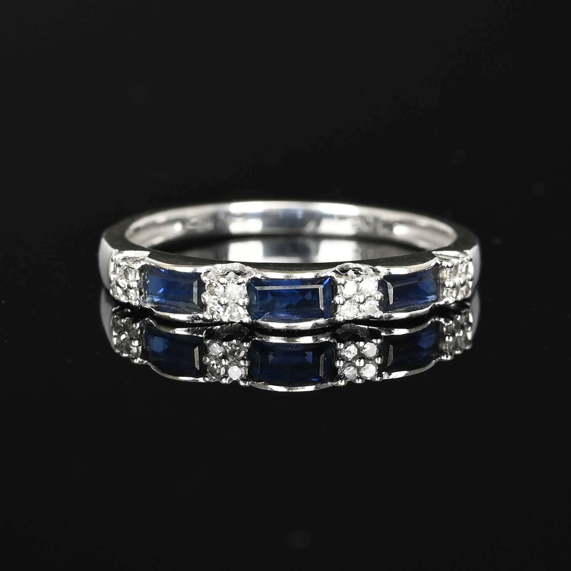 Vintage Diamond Baguette Sapphire Band Ring
