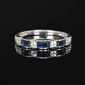 Vintage Diamond Baguette Sapphire Band Ring