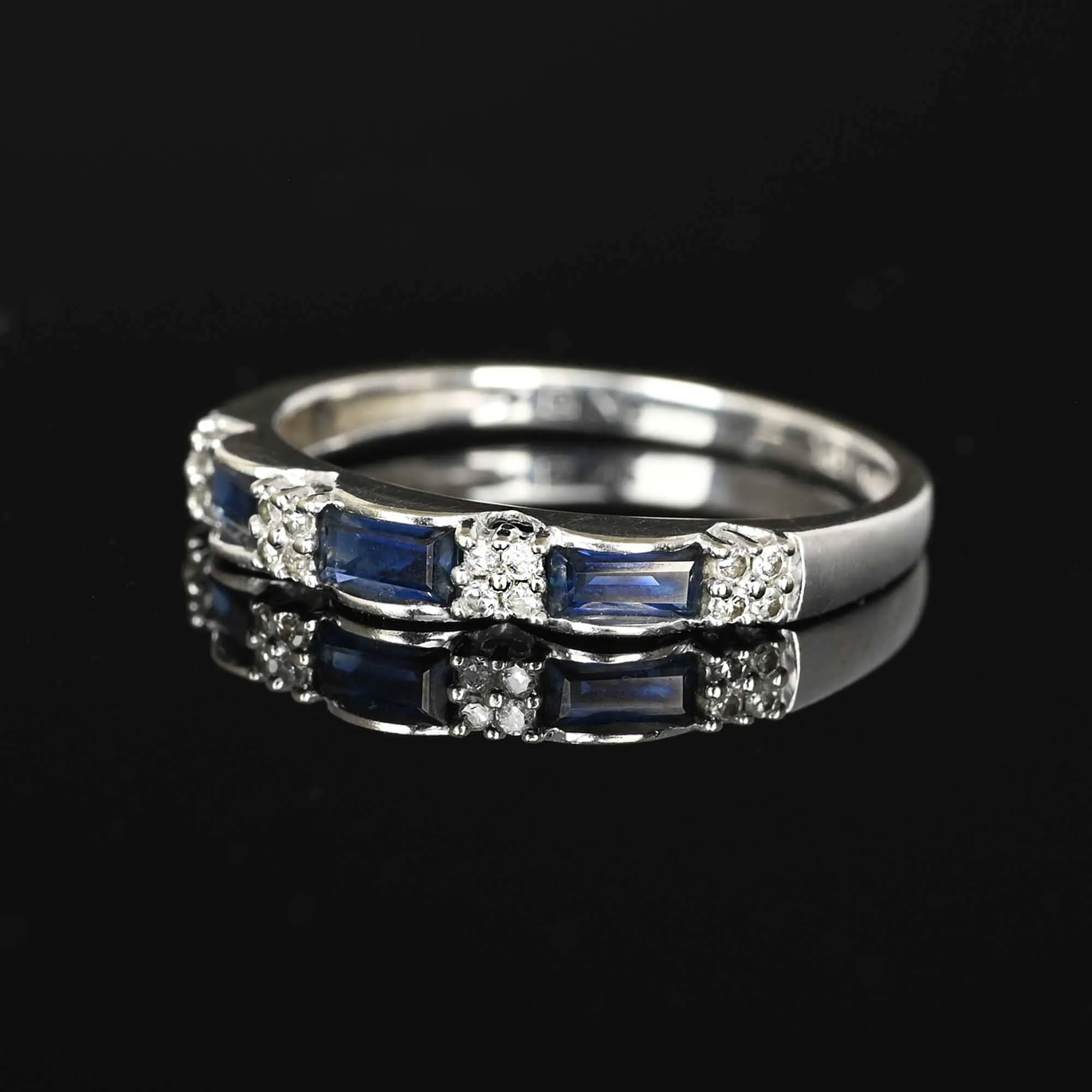 Vintage Diamond Baguette Sapphire Band Ring