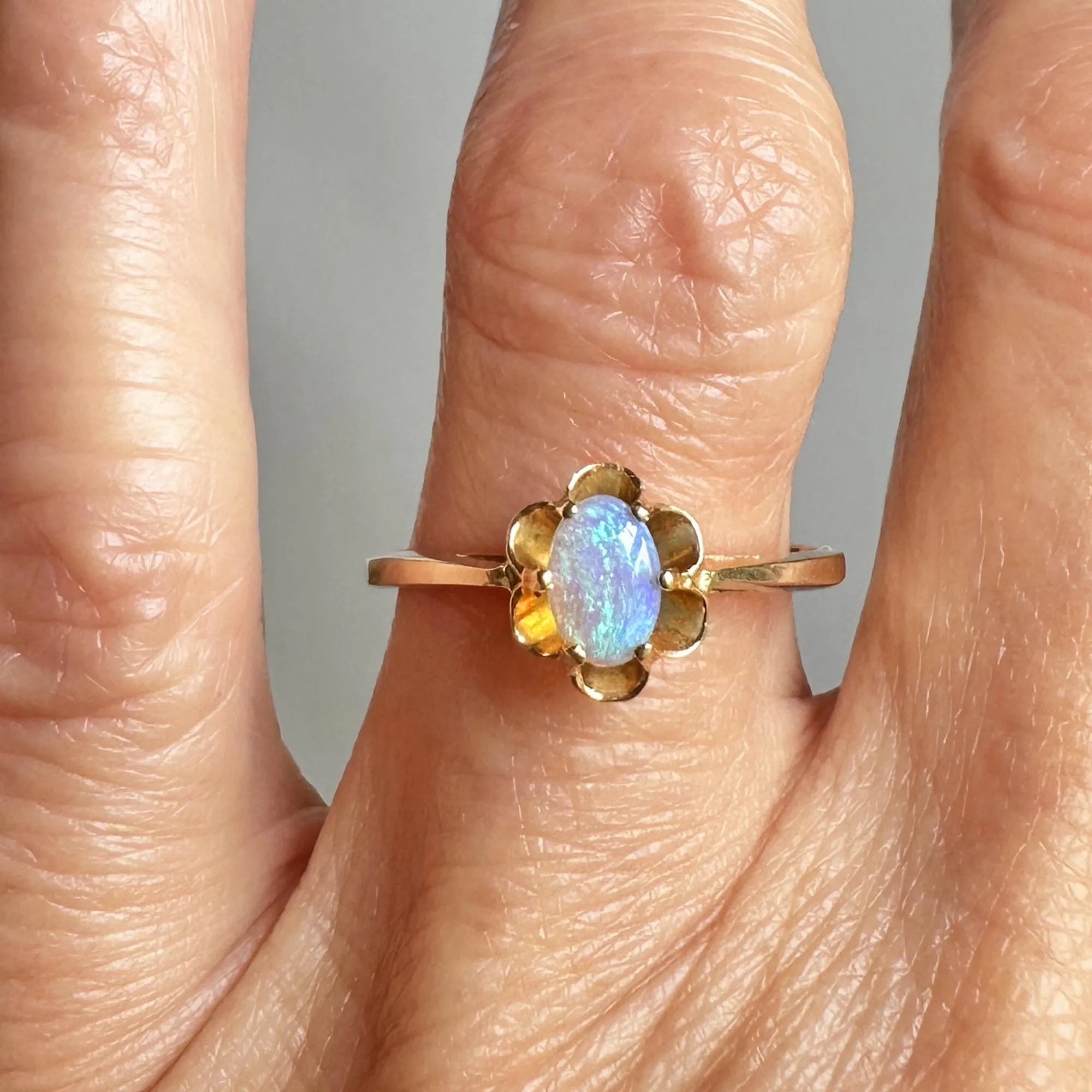 Vintage Gold Buttercup Opal Solitaire Ring