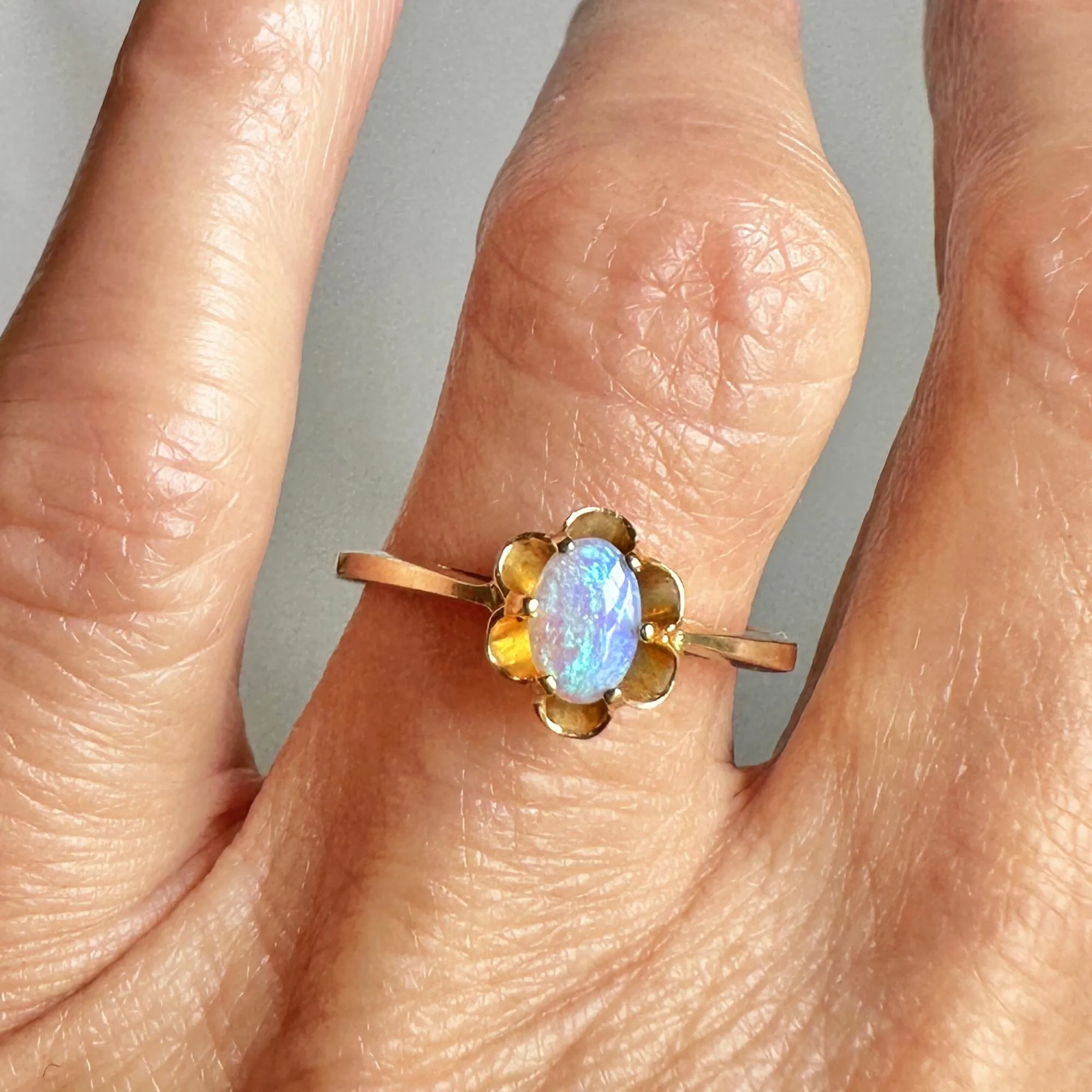 Vintage Gold Buttercup Opal Solitaire Ring