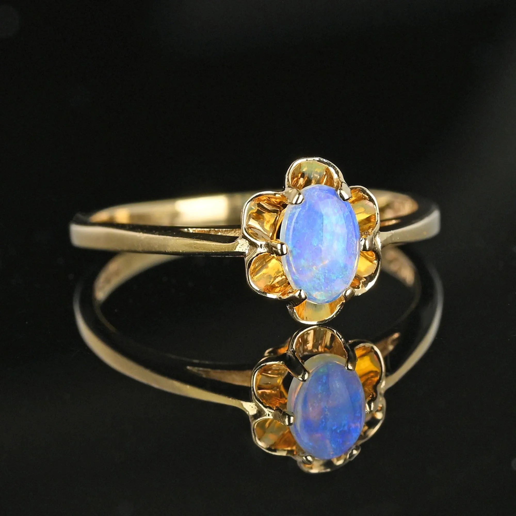Vintage Gold Buttercup Opal Solitaire Ring