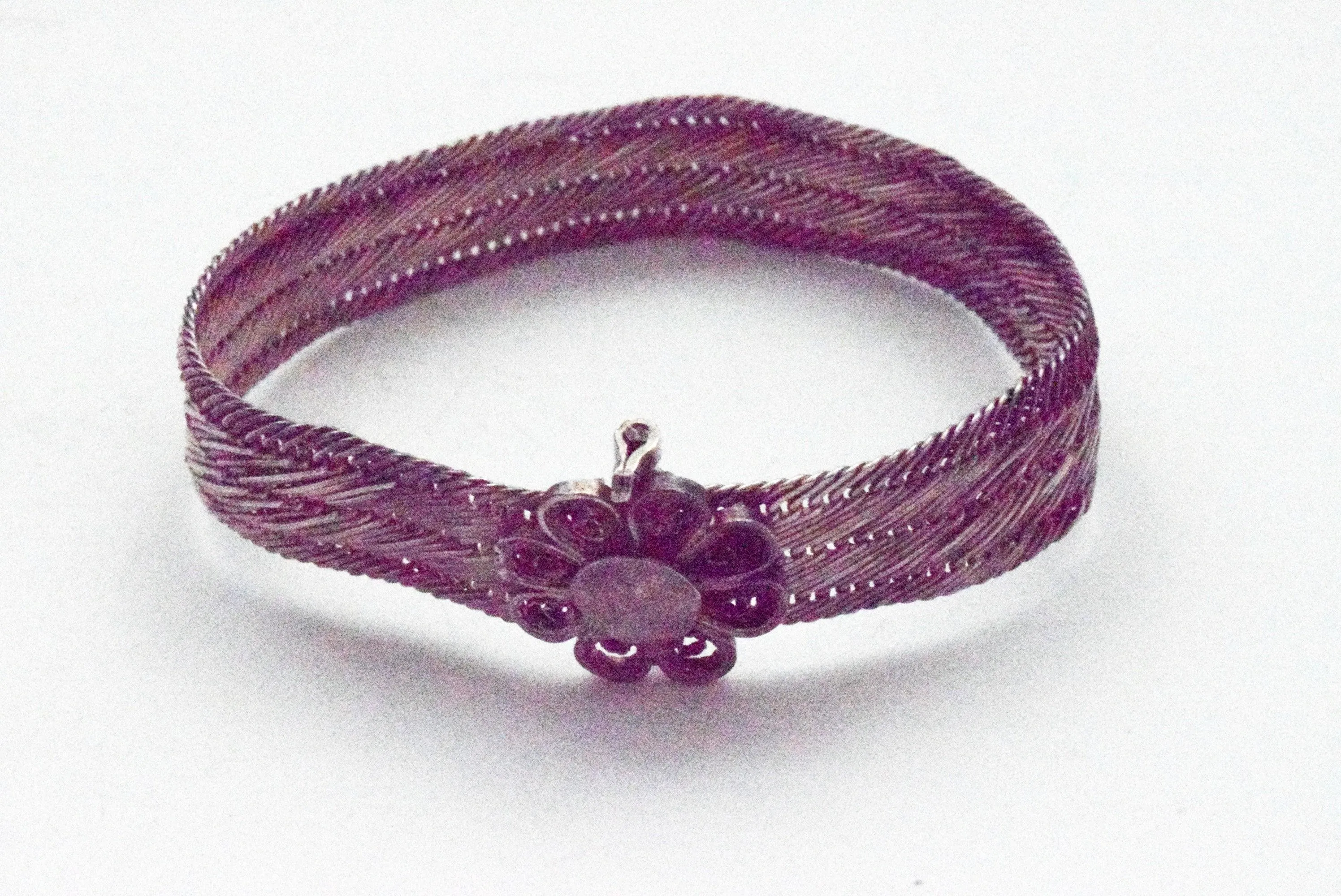 Vintage Trabzon Thin Hand Woven Silver Bracelet from Turkey