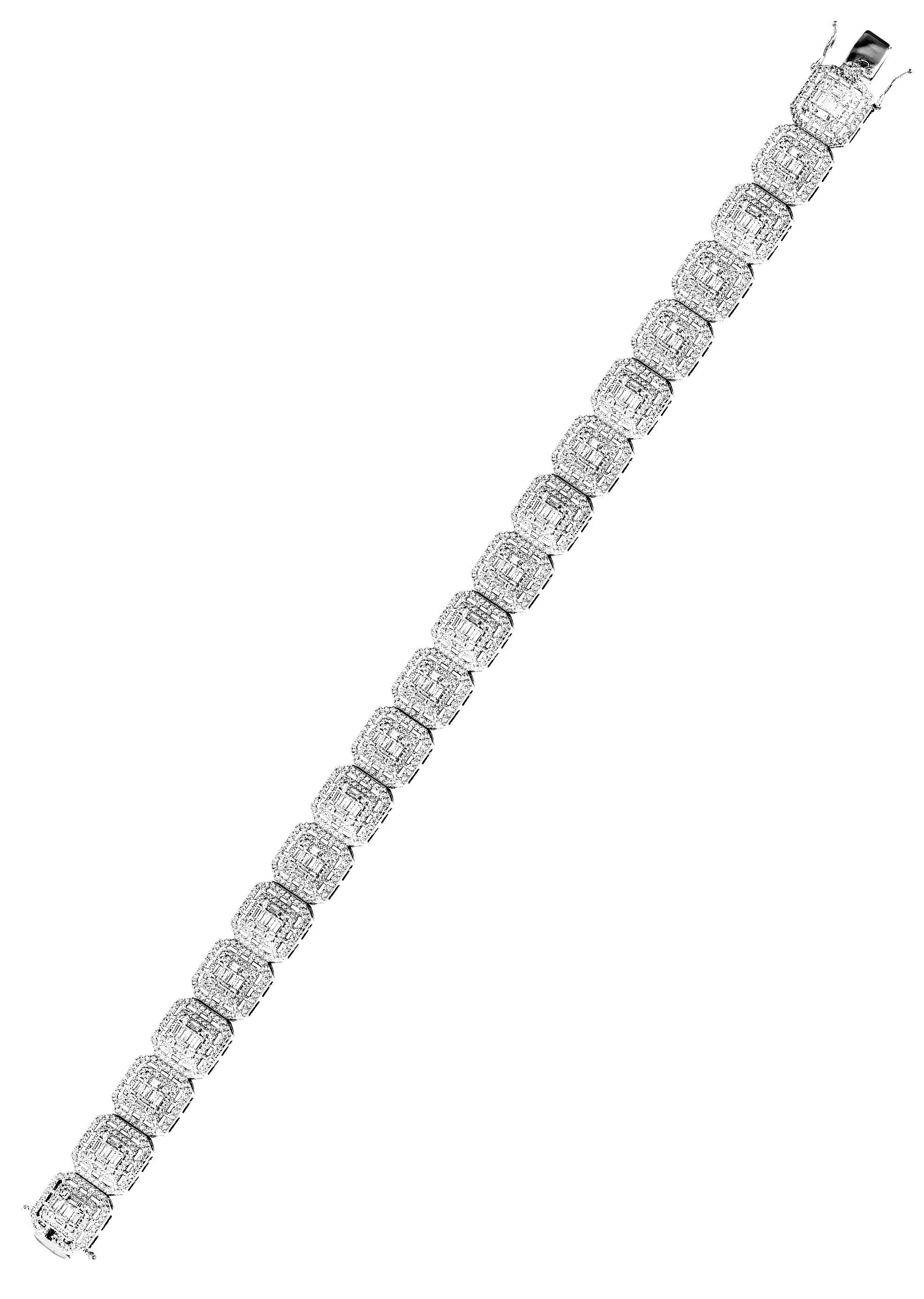 White Gold Plated Iced Out Square Cluster Bracelet