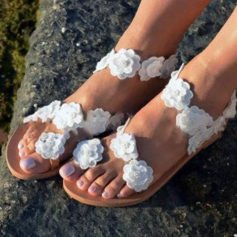 White sandals ring toe sandals, bridal sandals for wedding