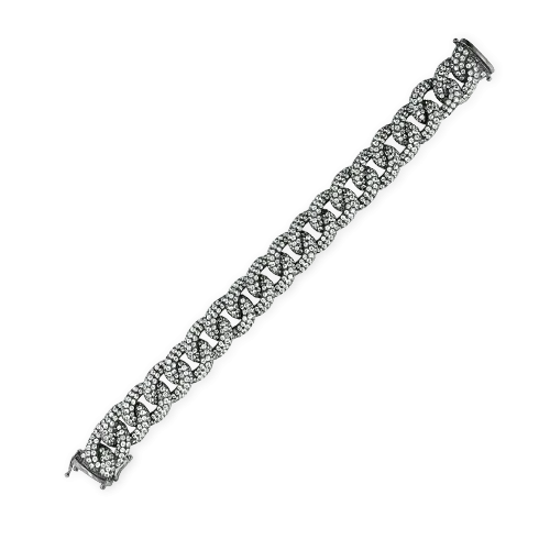 White Sapphire Curb Link Bracelet