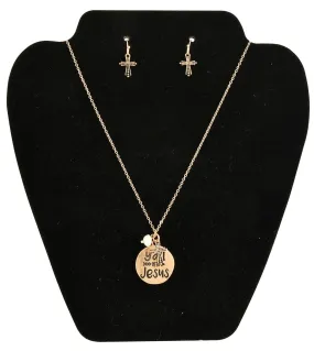 Worn Gold-Tone "Y'all Need Jesus" Necklace & Earring Set