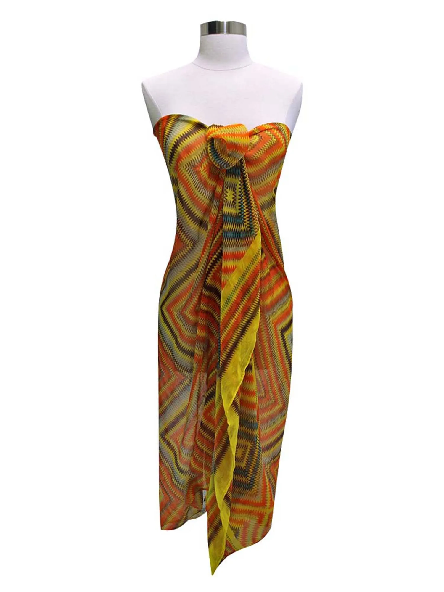 Yellow Wild Geometric Print Scarf Wrap
