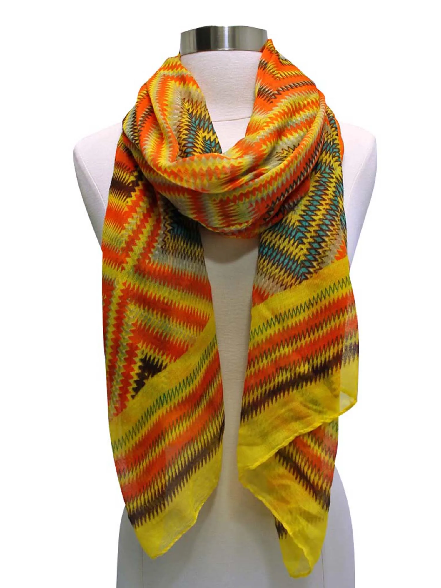 Yellow Wild Geometric Print Scarf Wrap